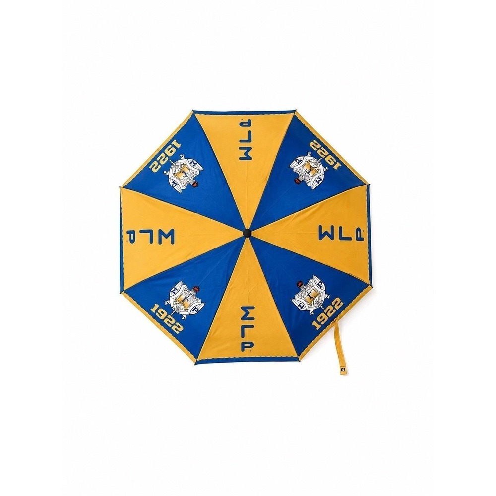 Sigma Gamma Rho Umbrella | SGRho 1922 Blue Gold Folding Umbrella | Sorority Gift
